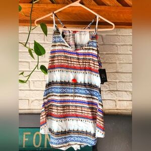 IN San Francisco Aztec blouse with detachable necklace size small